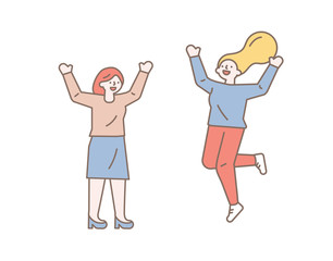 girls friends line vector