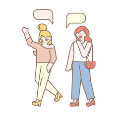 girls friends talking line vector