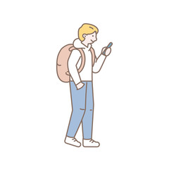man with phone line vector