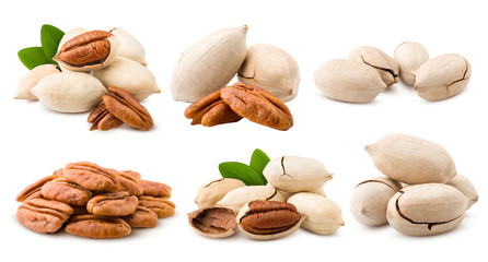 pecan, nut, isolated on white background, full depth of field