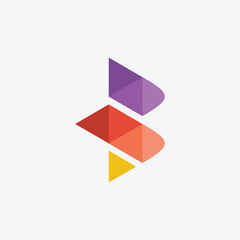 Letter B or number 3 Colorful Poly Overlay Logo Design Template Element. Hexagon logo,Polygon logo,Digital,Media. Technology digital concept. - vector