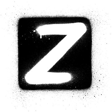 graffiti Z font sprayed in white over black square