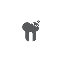 Decayed teeth vector icon symbol dental disease isolated on white background