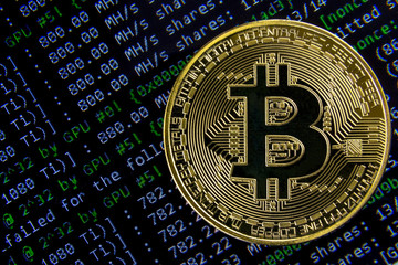 Blockchain technologies and mining concept. Decentralized cryptocurrency. Photo of an actual...