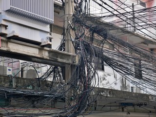 Chaotic Electricity lines in Bangkok, Thailand