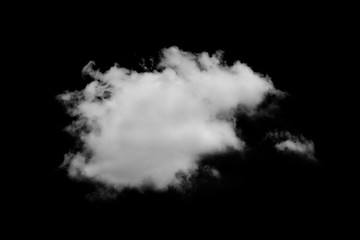 Fototapeta na wymiar single of white cloud isolated on black background