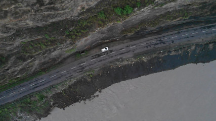 water flowing into the river