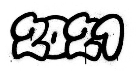 graffiti 2021 date sprayed in black over white