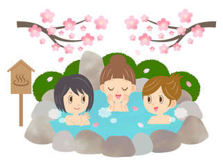 温泉　春　若い女性