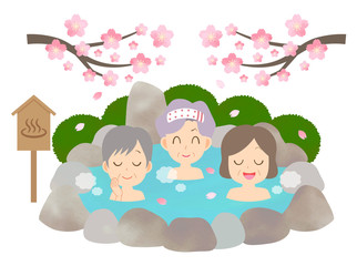 温泉　春　シニア女性