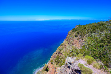 Fototapeta na wymiar Amazing panorama view from Cabo Girao cliff close to Camara de Lobos on Madeira island, Portugal