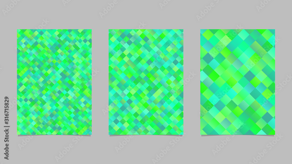Poster Gradient trendy diagonal square pattern brochure template design set - abstract vector page