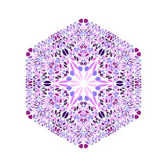 Isolated ornate abstract floral mosaic hexagon logo template - ornamental geometric colorful vector design element