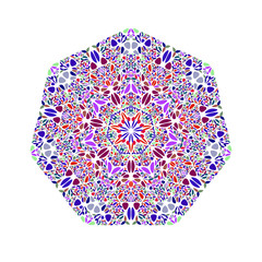 Geometrical isolated ornate flower heptagon shape - geometric colorful vector element