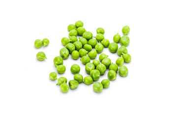 Fresh green peas isolated on a white background