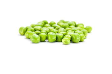 Fresh green peas isolated on a white background