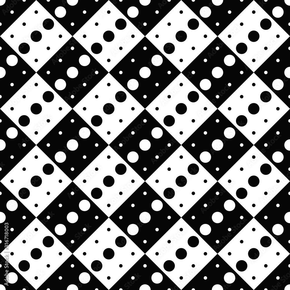 Poster seamless geometrical circle pattern background - abstract black and white vector graphic design from