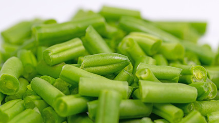 Grüne Bohnen, geschnitten, Nahaufnahme