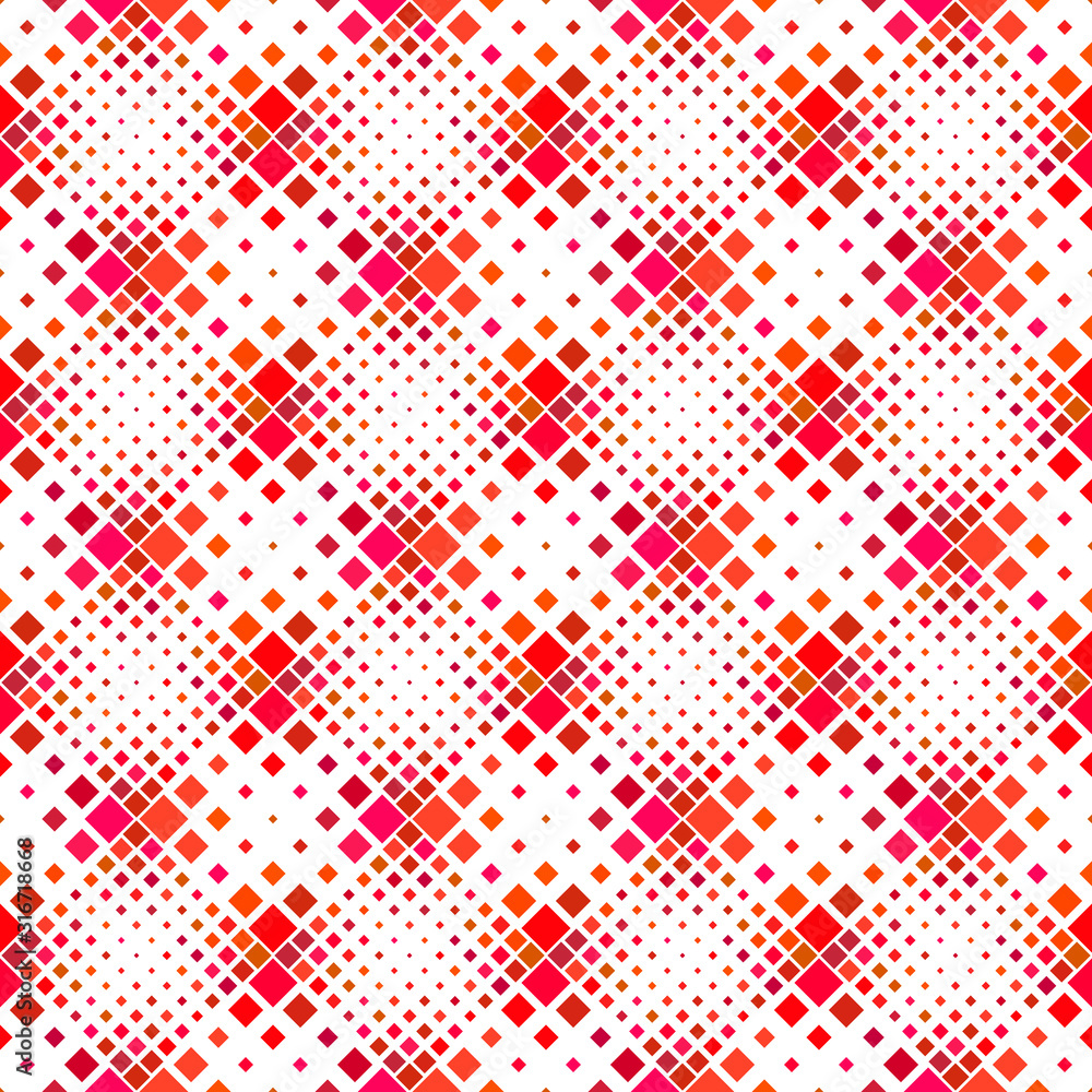 Poster seamless square pattern background - red vector graphic design from diagonal squares
