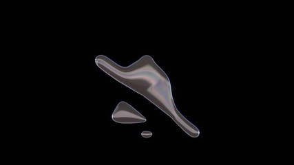 3D rendering of distorted transparent soap bubble in shape of symbol of bell slash isolated on black background