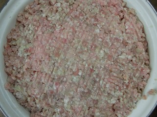 fresh minced meat lies on the table
