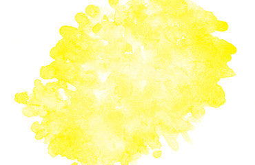 Yellow watercolor stain. Artistically drawn by hands as a background for further design.