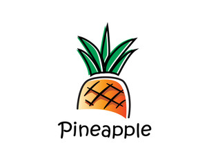 cartoon classic drawing child pineapple logo design inspiration