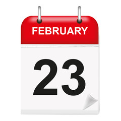 Daily calendar sheet in 3d, February day 23