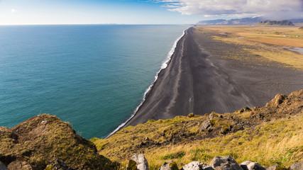 Blick vom Kap Dyrholaye auf den Sandstrand