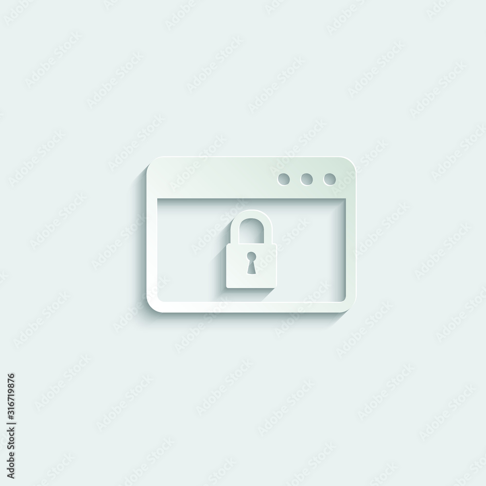 Poster paper browser icon. webpage icon/ internet icon with lock sign vector