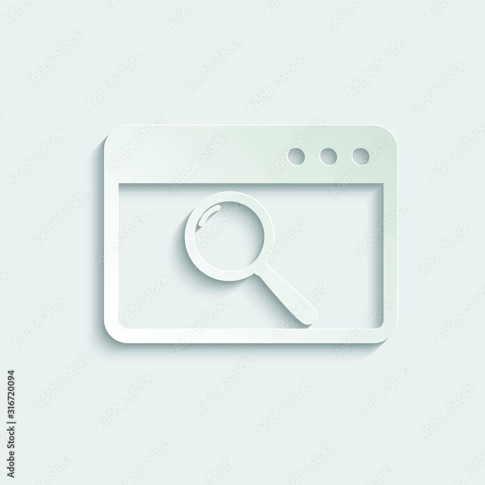 Aufkleber paper browser icon. webpage icon/ internet icon with search sign vector