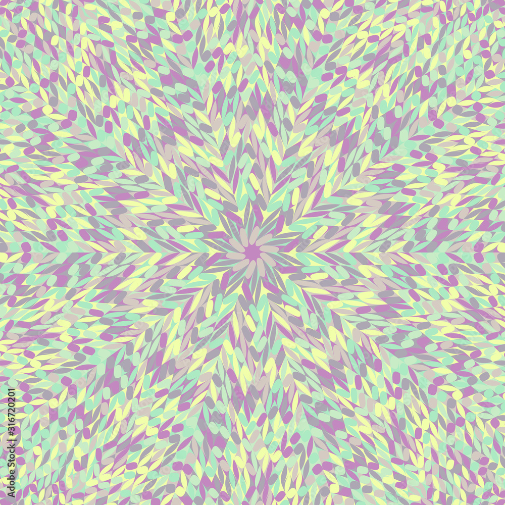 Poster Geometrical dynamic tiled mosaic background design - circular abstract hypnotic psychedelic colorful vector graphic from geometric shapes