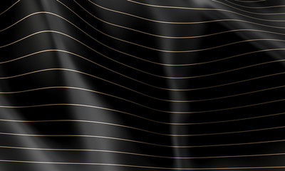 black wave background with horizontal lines in gold color.