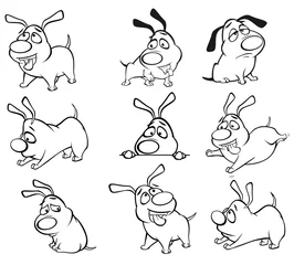 Fototapeten Vector Illustration of a Cute Cartoon Character Hunting Dog for you Design and Computer Game. Coloring Book Outline  © liusa