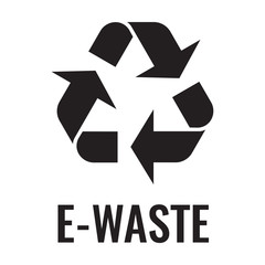 Black sign for recycled e-waste. Zero waste concept flat vector stock illustration isolated on white background