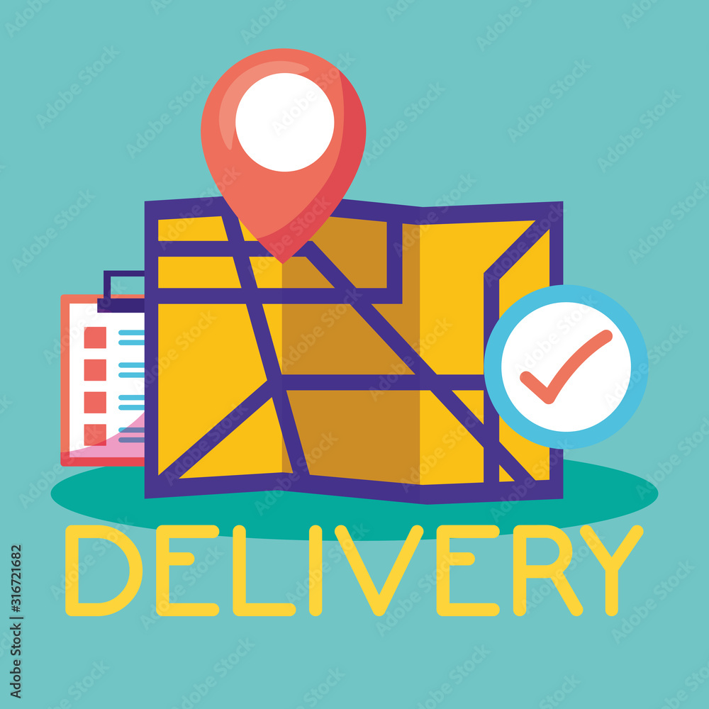 Poster logistic delivery service with paper map