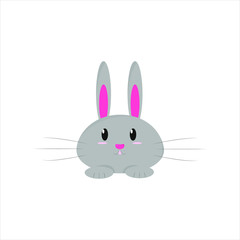 Rabbit. Vector.  Flat cartoon style. Isolated on a white background. Suitable for children's illustrations. For easter illustrations