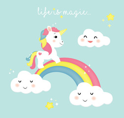 sfondo unicorno arcobaleno © bennuccia