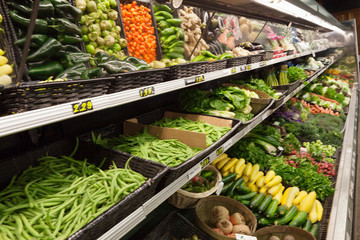 Fresh vegetables on display in farmer's market