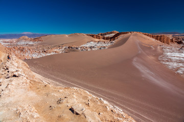Big dune view in Atacama under blue sky