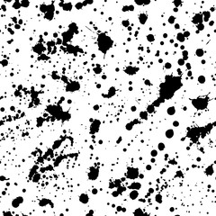 Ink splashes seamless pattern. Black and white spray texture