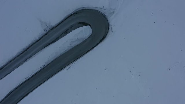 Aerial view of U-turn part of the Timmelsjoch Pass.
