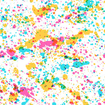 Paint spatters seamless pattern. Multicolor paint spray texture
