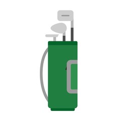 Golf bag icon full of clubs, golfer sport equipment isolated on a white background