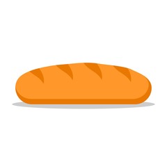 Loaf bread icon flat isolated on white background, whole grain bread. French baguette vector illustration