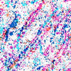 Paint spatters seamless pattern. Multicolor paint spray texture