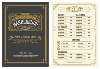Barbershop Price List Flyer. Vector Layered - obrazy, fototapety, plakaty
