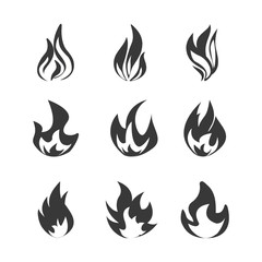 Set of fire on white background. Vector illustration	