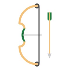 Arrow and bow archery professional sport flat style icon. Vector illustration