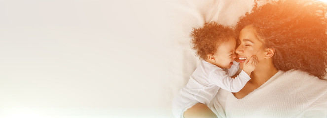 Love of a mother and baby. Family at home. Lifestyle